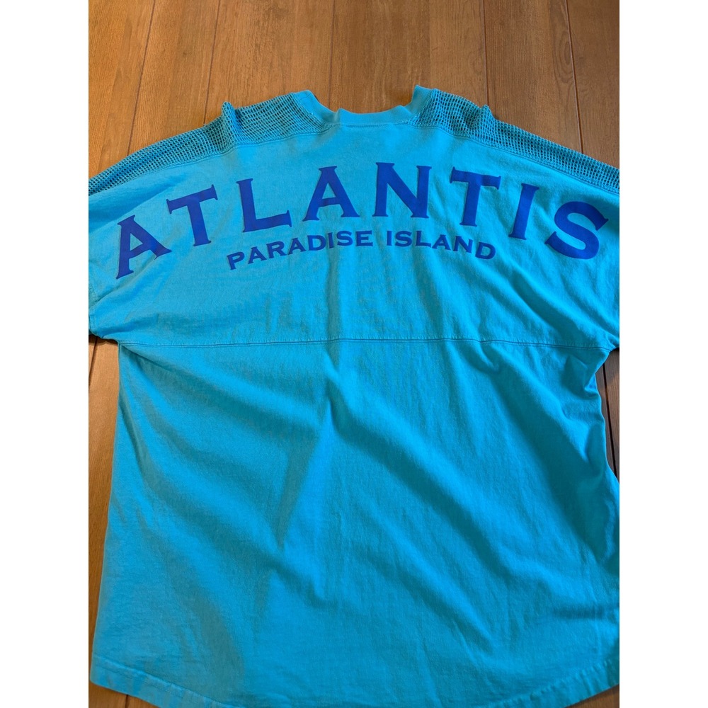 Spirit Jersey Atlantis Paradise Island Women L Blue Mesh Sleeve NWT Resortwear